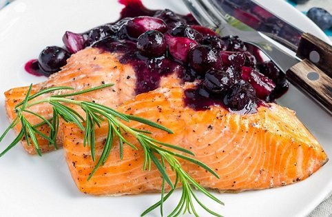 Salmon with Blueberry Sauce